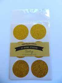 Round gold glitter sticker labels
